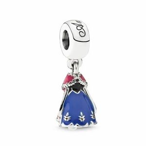 NWOT Disney Princess Anna Dress Charm Blue/Pink Enamel Sterling Silver 925